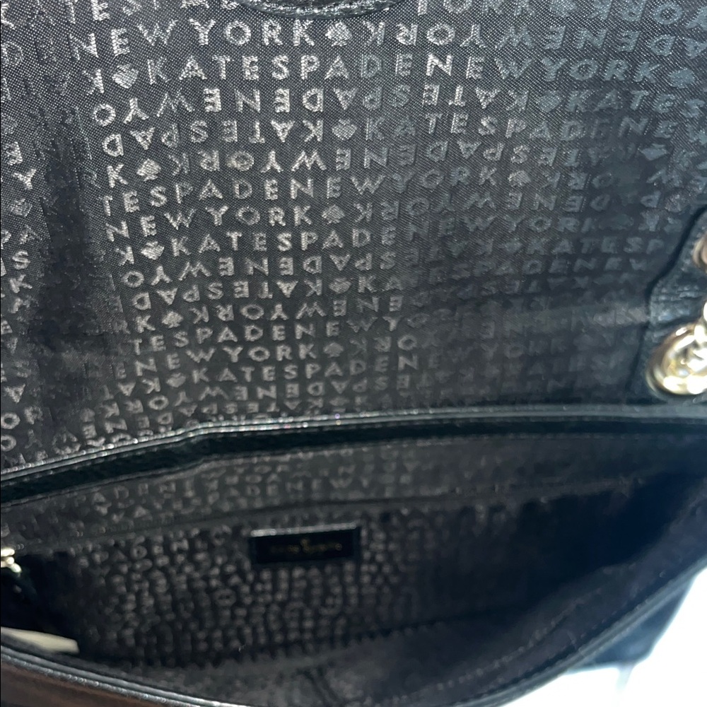 kate spade Black Leather Shoulder Bag with Gold Chain - Picture 6 of 8